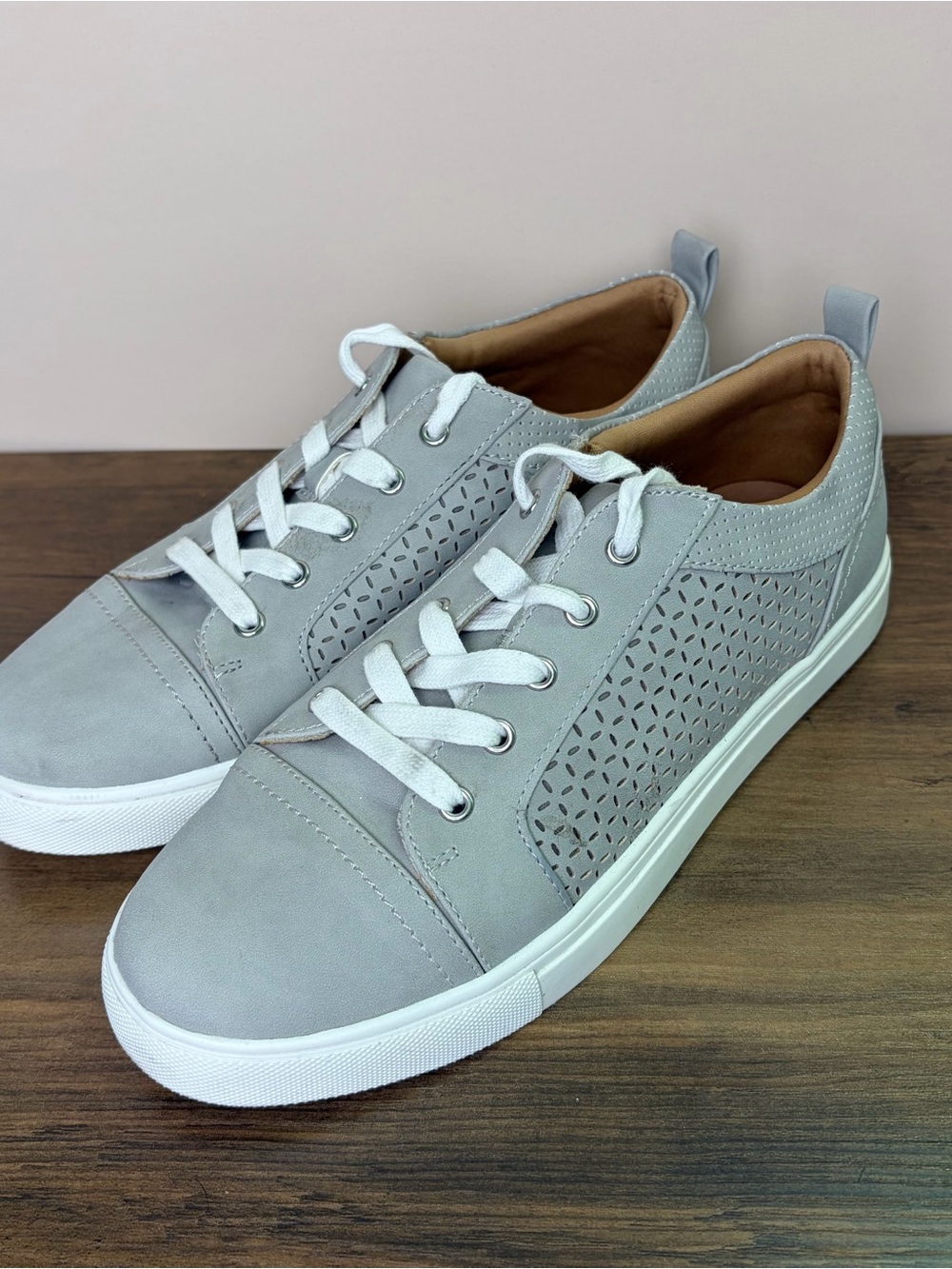 DV by Dolce Vita Light Grey Perforated Lace-Up Sneakers